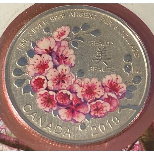  2019 $8 Brilliant Cherry Blossoms Fine Silver Coin