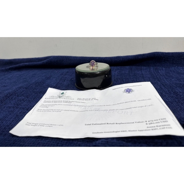 Sterling Silver and 1.47ct Amethyst Ring, Total Weight of 4.6g