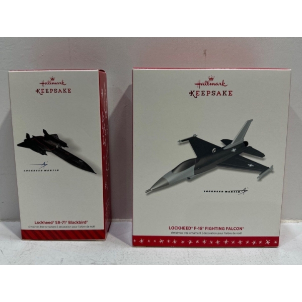 Vehicles- Lockheed ST-71 Blackbird, Lockheed F-16 Fighting Falcon Hallmark Ornaments 