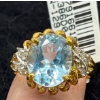 Image 1 : 10K Gold, Blue Topaz and Diamond Ring (total weight 3.6g)