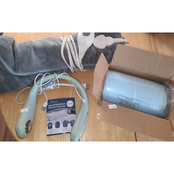 Neck Fan, Heat Pad, Waterproof Mattress Pad (Unused) 52 X 34