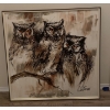 Image 1 : Lovely Print of Owl On Canvas, C. Petterson - 37x37 