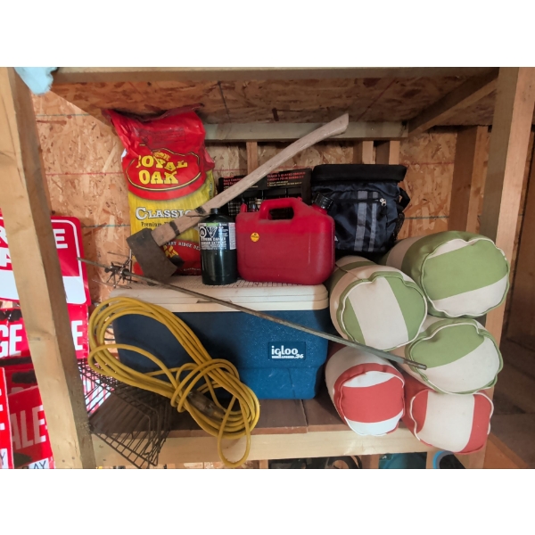 Survivalist's Essentials - Igloo Camp Cooler Propane Canister Jerry Can Axe & More