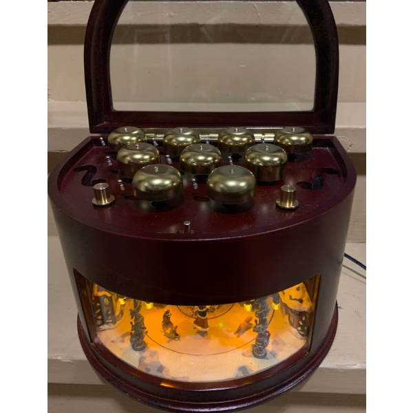 Musical Box with Skating Scene- Plays Multiple Bell Melodies 12 L, 9 W, 9 T