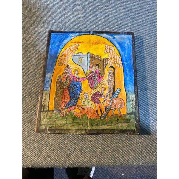 Religious Painting On Wooden Slab