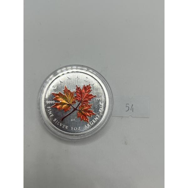 2001 Canada $5 Red Coloured Silver Maple Leaf