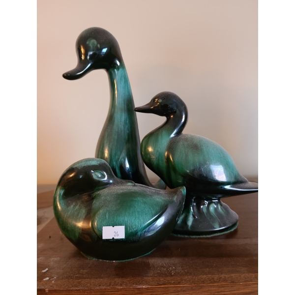 Blue Mountain Pottery Trio of Ceramic Ducks, Tallest: 11 T