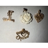 Image 1 : Stamped 10K Yellow Gold Jewelry Charms (3 )w/ Genuine Ivory Rose Pendant 