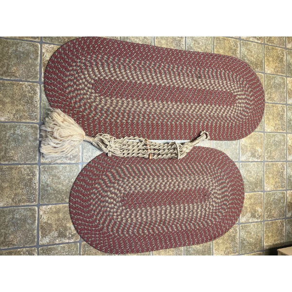 2 Beautiful Wool Woven Kitchen Mats With A Retro Vintage Macrame Hanging Planter