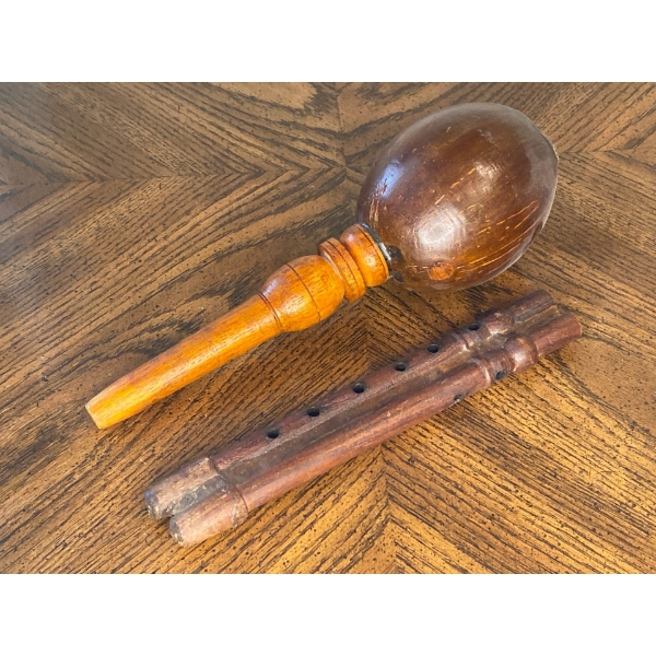 Antique Empty Rattle & Flute