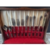 Image 3 : Silver-Plated and stainless steel Flatware Set in Wood Storage Case