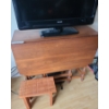 Wooden Folding Table 35 w, 13 d, 30 h w Collapsed & Small Bench 