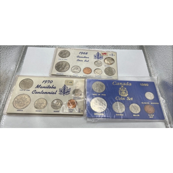1968, 1970, 1980 Canadian Coin Sets