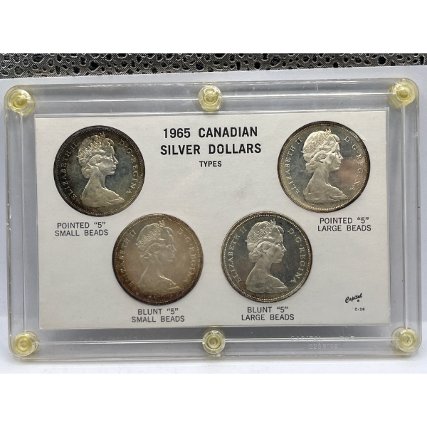 Types 1965 Canadian Silver Dollars 80% Silver 92.4g