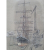 Image 2 : Framed Boat Drawing of Windship "Pamir" by Edward Goodall 21 X 28