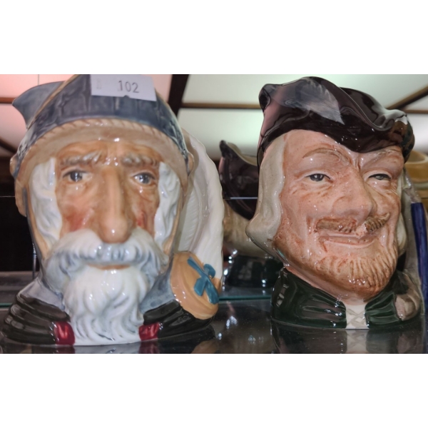 Royal Doulton: Don Quixote, Robin Hood, Veteran Motorist, The Falconer, 4 T