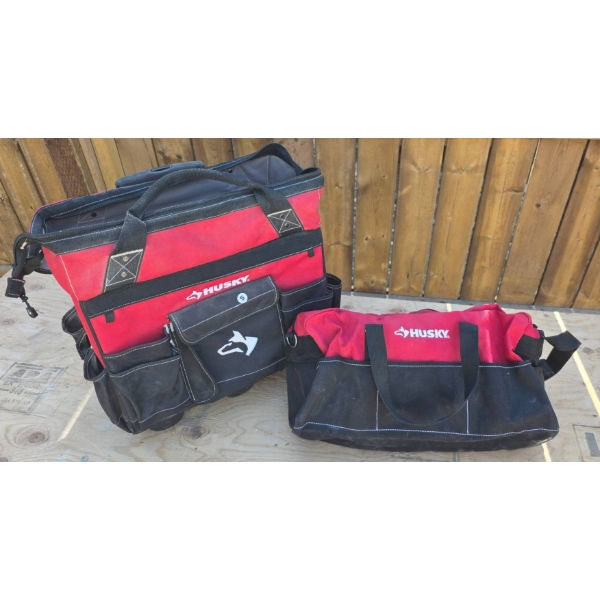 Husky Rolling Tool Bag Set with Tote in Black and Red
