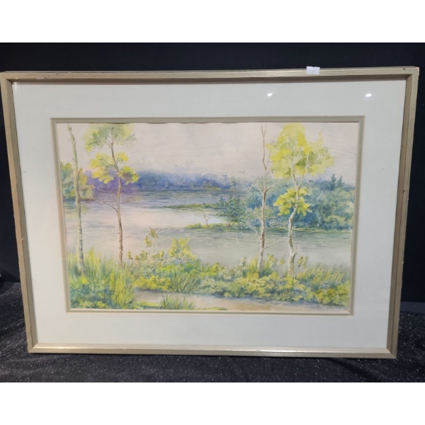 Painting of Trees, Artist: Syl, Framed Under Glass 28 X 21