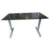 Image 1 : Rectangular Black Office Desk with Silver Metal Legs