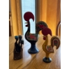 Image 1 : Portugal Metal Roosters Pair, Galo De Barcelos (Largest 10T) w/ Tribal Carving 