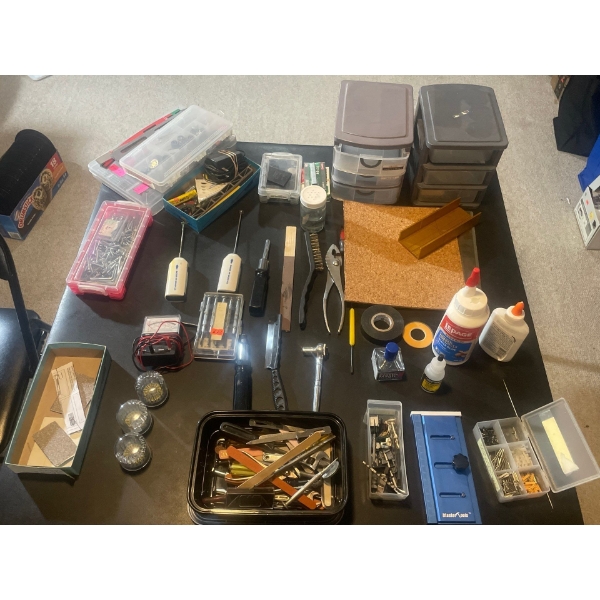 Various Micro Tools, Voltage Meter, Various Tools, Bits, Plastic Storage Case, Jigs, Electric Mixers