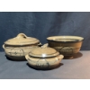 Image 1 : 3 Glazed Stoneware Serving Pieces with Fish Motif Lids