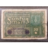 Image 1 : German 50 Mark Banknote, Early 20th Century, Green and Blue Design