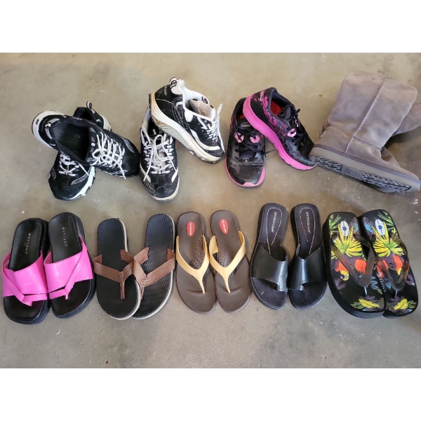 Sporty Shoe Assortment - Athletic Sneakers Sketchers Slides & More Size 9