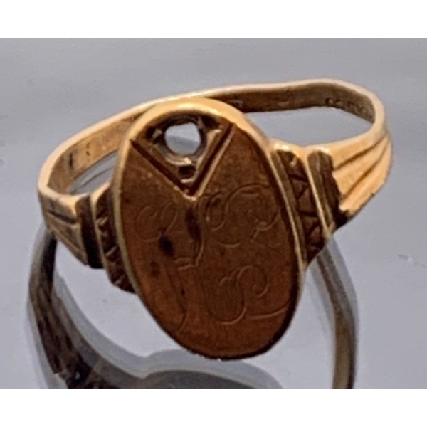 10k Gold Ring w/ Engraving (Bent & Missing a Stone), Weighs 1.5g 
