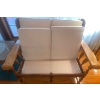 Image 3 : Mid Century 2-Seater Solid Oak w/Fabric Cushions & Backing  Great Condition