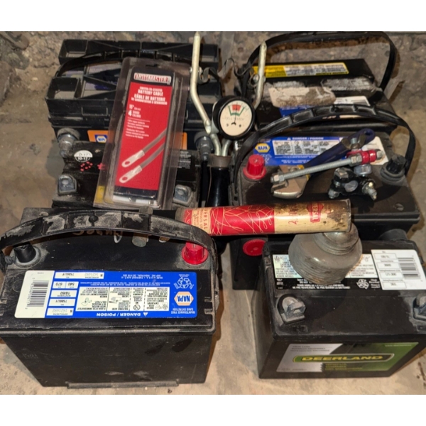 Assorted Car Batteries w/Accessories  Not Tested- Buyers Beware!!