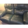 Image 1 : Green Leather 2 Seater Sofa 66 W, 34 D, 39 T w/ Reclining Feature