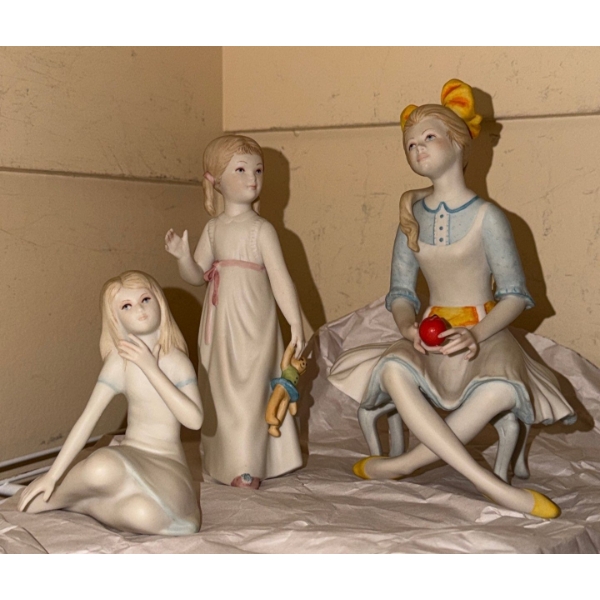 Cybis Figurines: Sitting 4 T, Holding Doll 4.5 T, Holding Apple 8 T