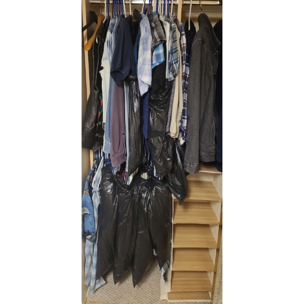 Men's Casual Clothing- Contents of Closet- Sizes Assorted- Visible Sizes of Shirts XL