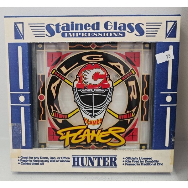 Hunter Stained Glass Calgary Flames Plaque