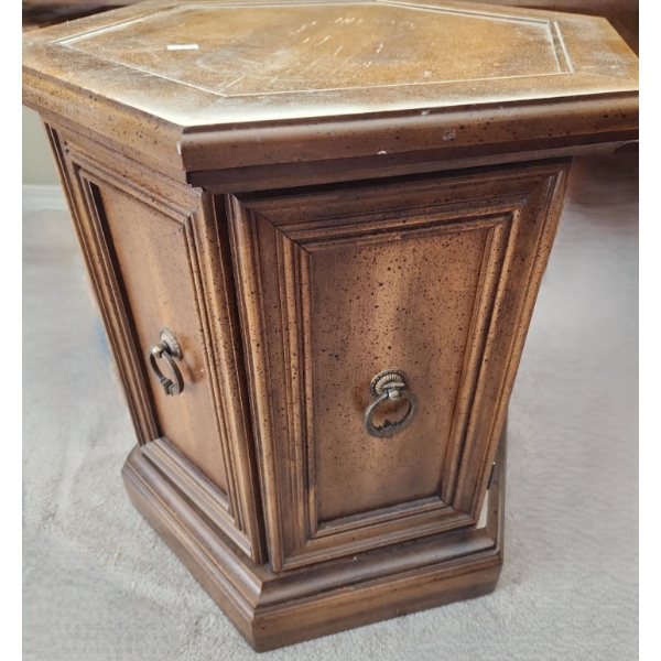 Hexagon Side Table w/ Storage 20.5 W, 18 D, 21 T 