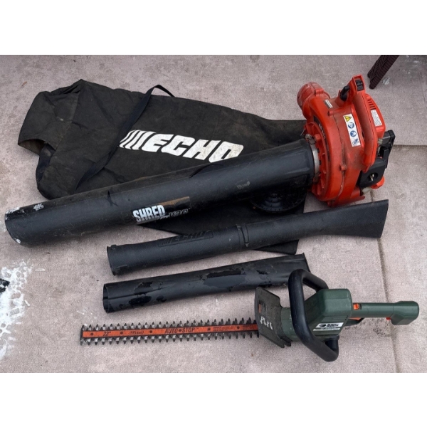 Spring Clean Up - Echo ES-250 Shred&Vac 3in1 Gas Powered Blower/Vac w/ B&D Electric Hedge Trimmer 