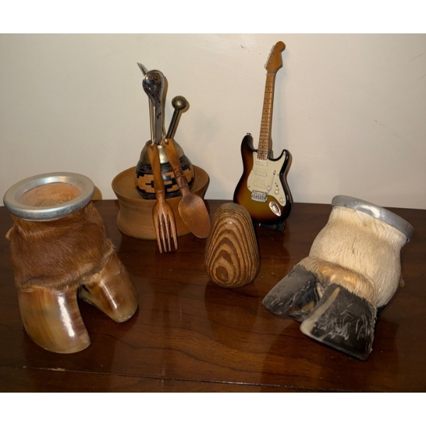 Vintage Taxidermy Hoof Ashtrays & Assortment Of Home Decor 4"tall