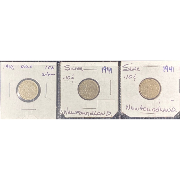 1941 Newfoundland Sterling Silver Dimes