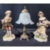 Image 2 : Tiffany Style Mini Table Lamp, Paired with 2 "Enterprise Exclusive" Figurines