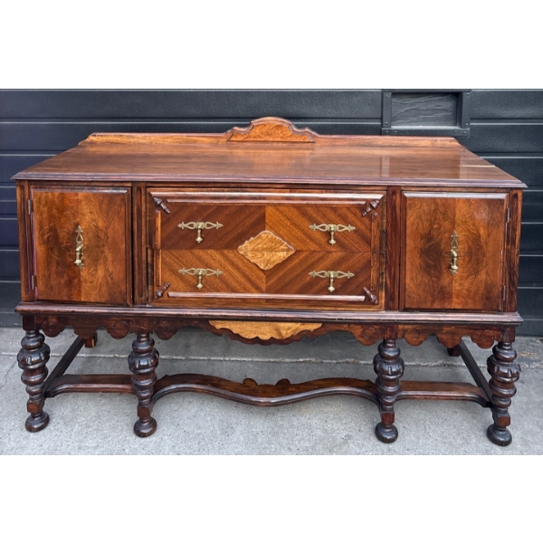 Basset Furniture Early 20th Century Antique Walnut Jacobean Revival Style Sideboard/Buffet  66x22x36
