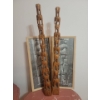 Image 1 : Hand Carved Teak Elephant Stacks 22T w/ Twin Grey Scale Art Prints