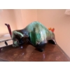 Image 5 : vintage Blue Mountain Pottery bison or buffalo figurine with carnival glass, serving dish, retro, se