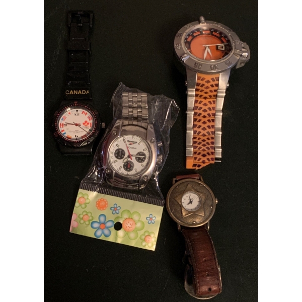 Invicta Noma III (Broken Strap) Watch, Reebok 100M Watch, Guess Watch, Olympic Canada Watch 