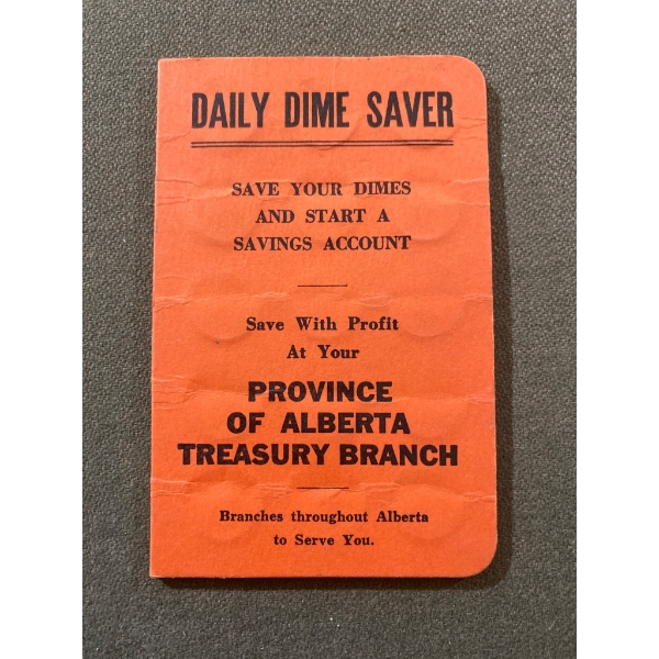 Daily Dime Saver Folder with Alberta Treasury Branch Branding and Canadian 10 Cent Coins