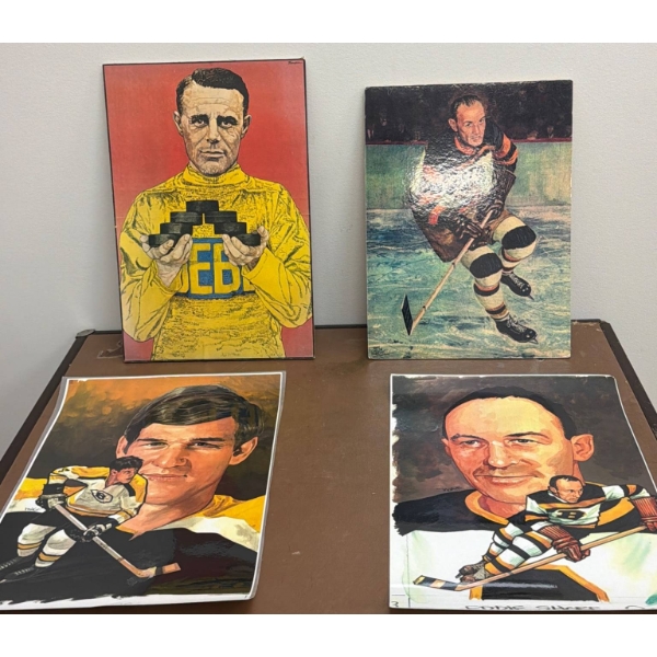 Five Hockey-Themed Prints Featuring Players in Action and Portraits