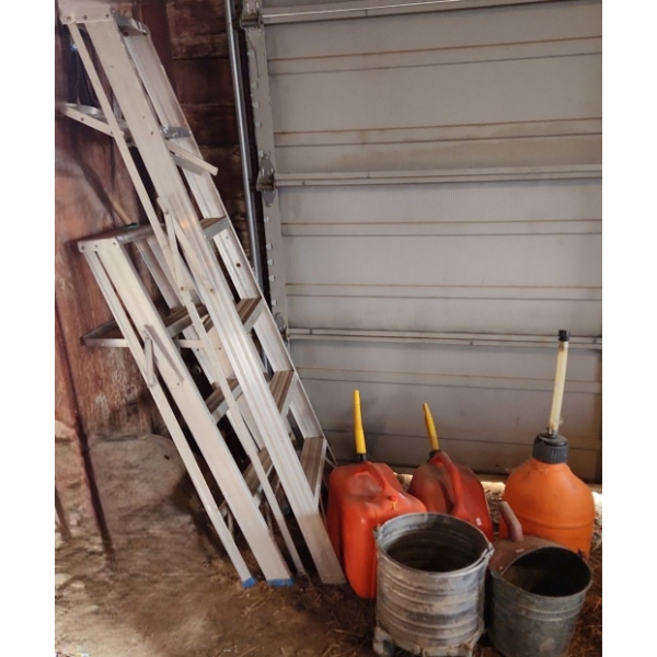 3 Step and 5 Step Ladders, Gas Cans, Galvanized Cans