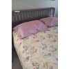 Image 2 : Wood Sleigh Bed 62 1/2 w 43 1/2 h. Includes Side Rails, Mattress & Bedding