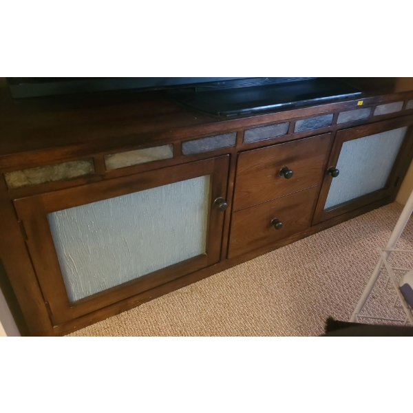 Wooden TV Stand with 2 Drawers and 2 Doors (60"L, 22"T, 18"D)