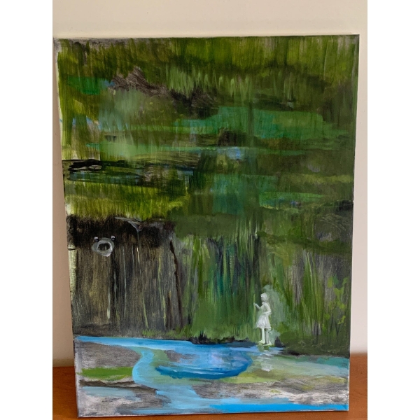 Lauri Ansell Ghost Girl In Marsh Oil On Board  18 x 34